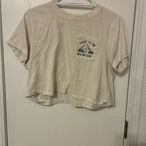 Cream Graphic Tee with Pocket